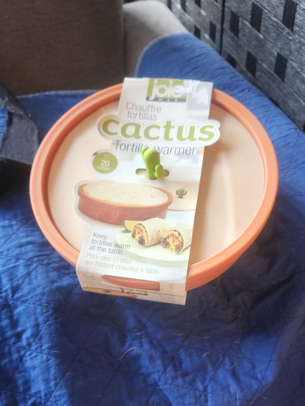 Joie Cactus Tortilla Warmer in Orange and Cream with Green Cactus Handle